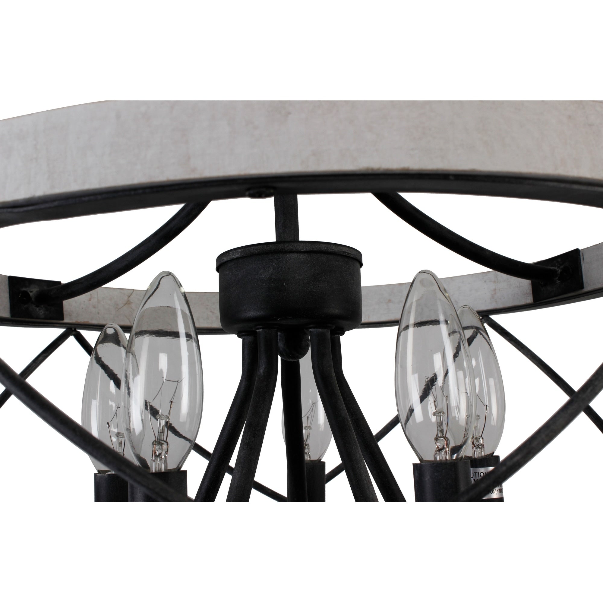 Lustre cage rustique en bois Bella Depot à 5 lumières, éclairage à intensité variable, suspension réglable de style ferme de 15,7 pouces pour îlot de cuisine