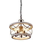 Lustre cage rustique en bois Bella Depot à 5 lumières, éclairage à intensité variable, suspension réglable de style ferme de 15,7 pouces pour îlot de cuisine