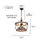 Lustre cage rustique en bois Bella Depot à 5 lumières, éclairage à intensité variable, suspension réglable de style ferme de 15,7 pouces pour îlot de cuisine