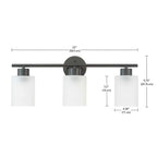 Luminaire de salle de bain Bellevue Lydia à 3 lampes, 23 pouces, avec verre givré