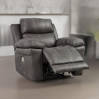 Fauteuil inclinable électrique Ben Dual, appui-tête réglable, similicuir gris
