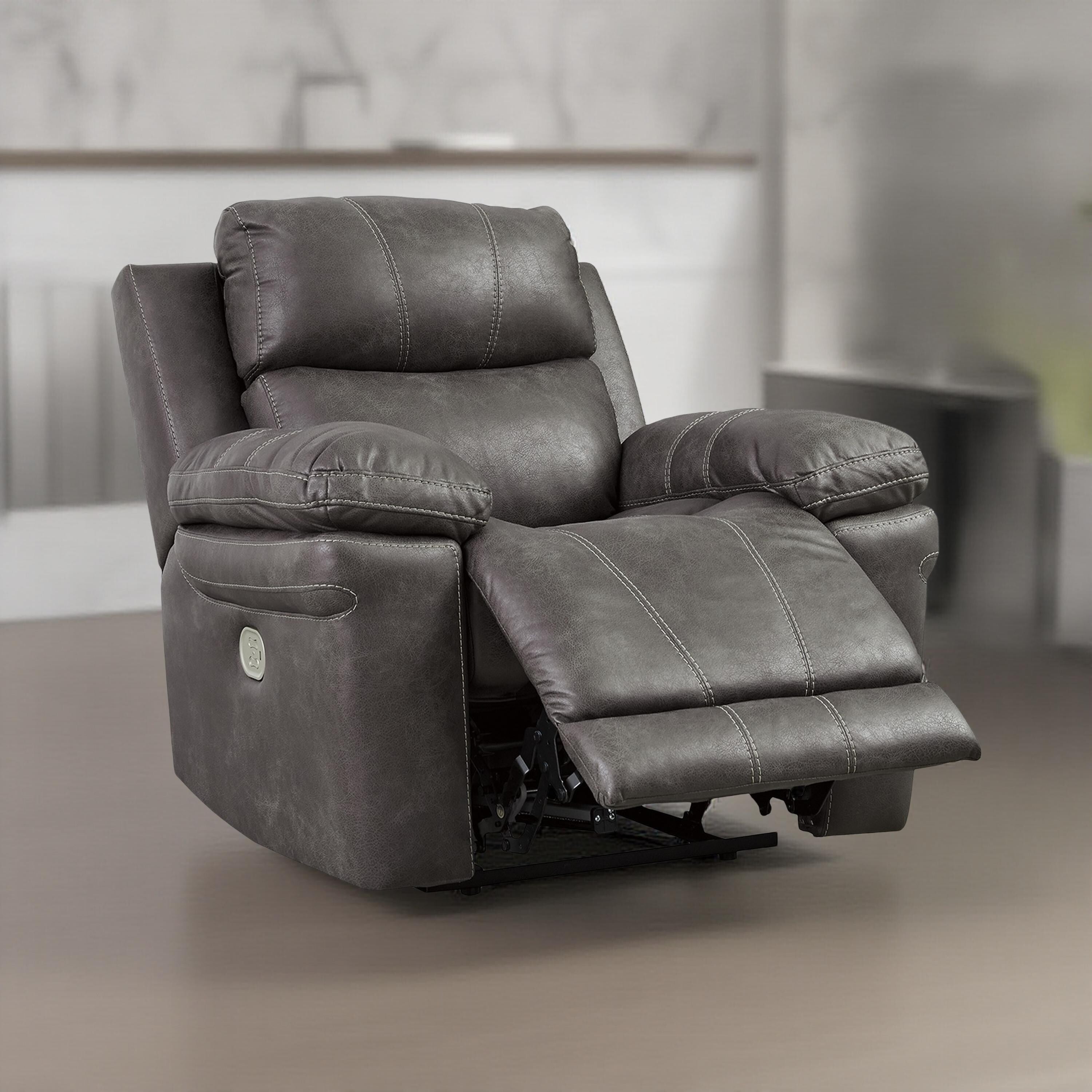 Fauteuil inclinable électrique Ben Dual, appui-tête réglable, similicuir gris