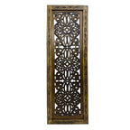 Panneaux muraux en bois sculptés à la main à motif floral Benzara, assortiment de deux, marron