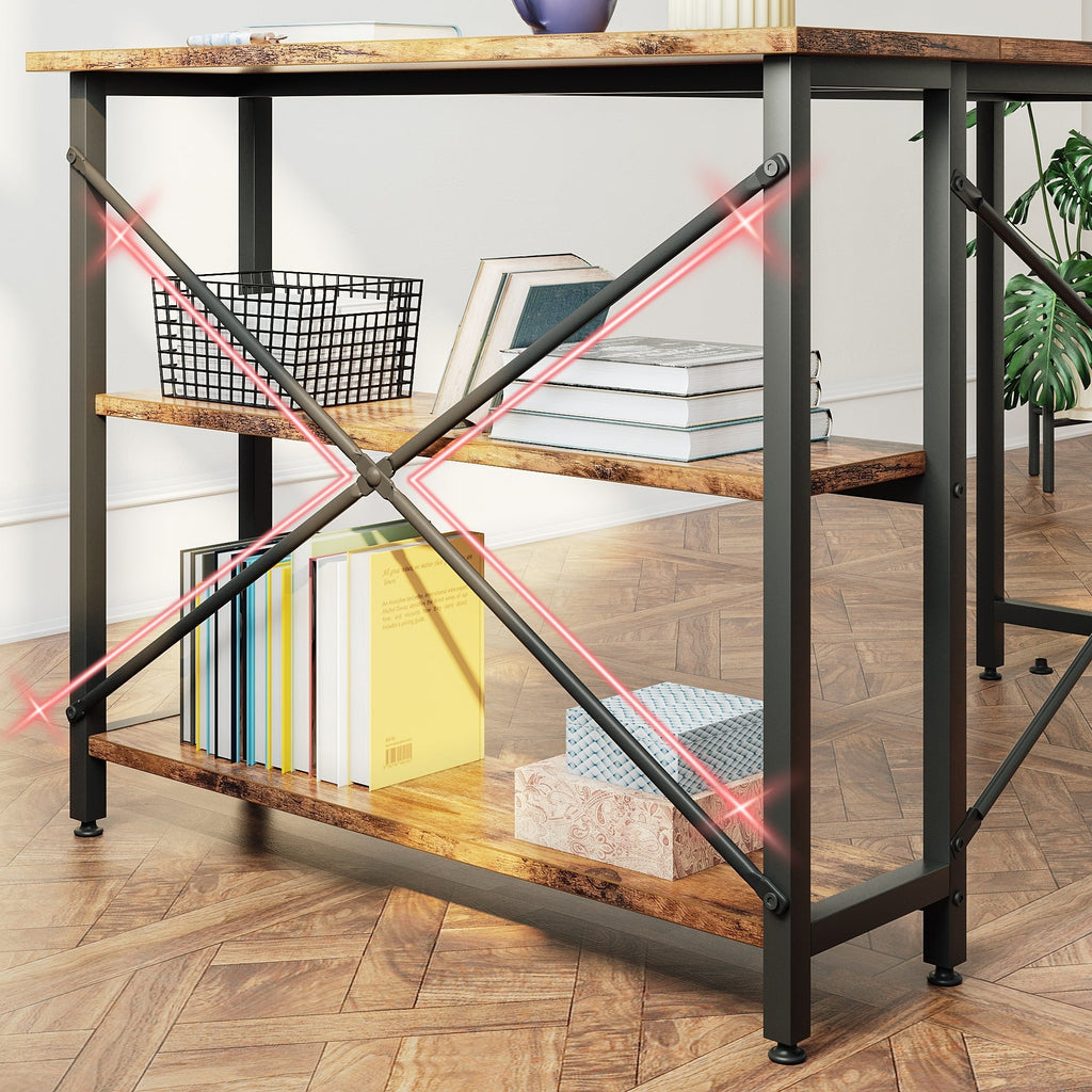 Petit bureau en L avec étagères de rangement Bureau d'ordinateur d'angle