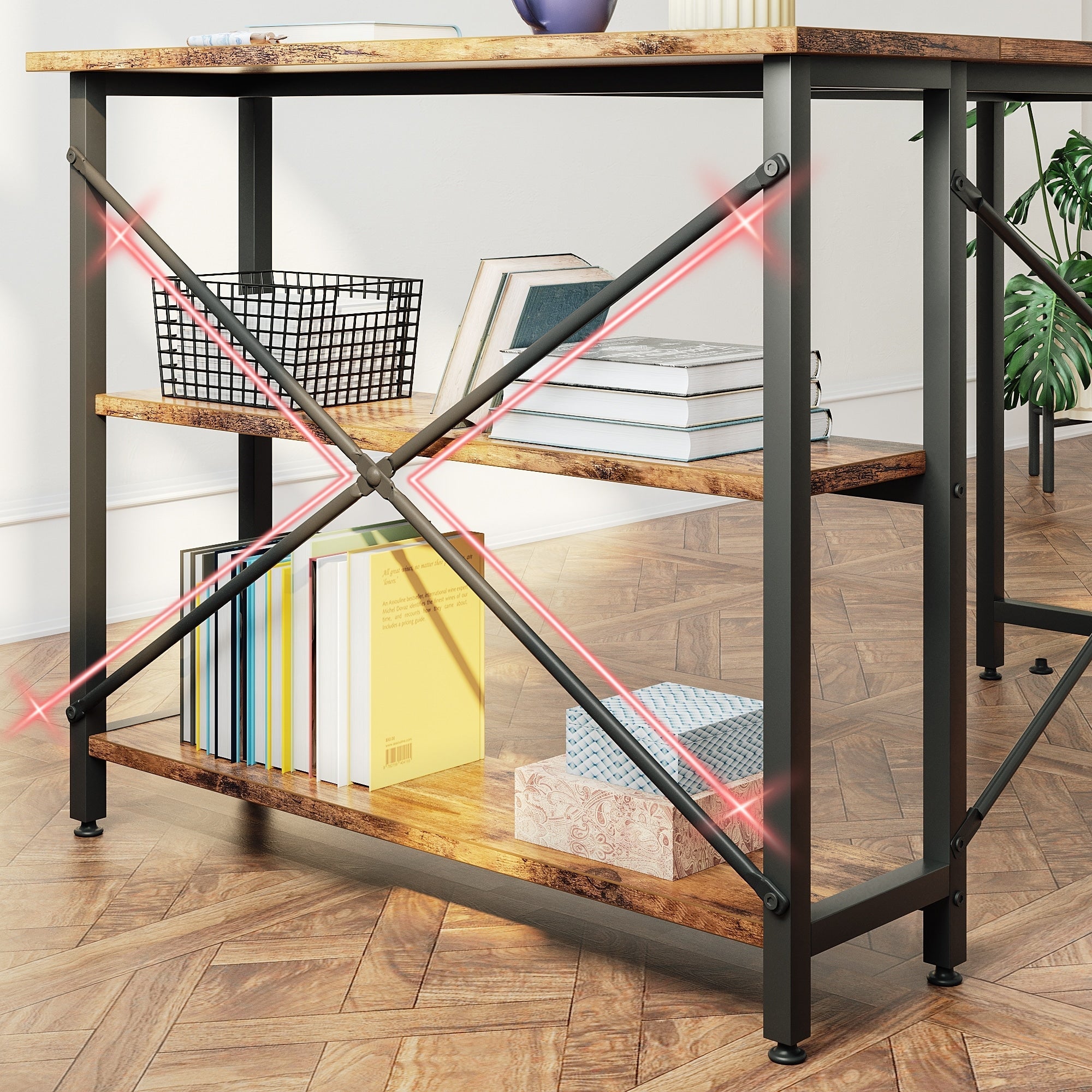 Petit bureau en L avec étagères de rangement Bureau d'ordinateur d'angle