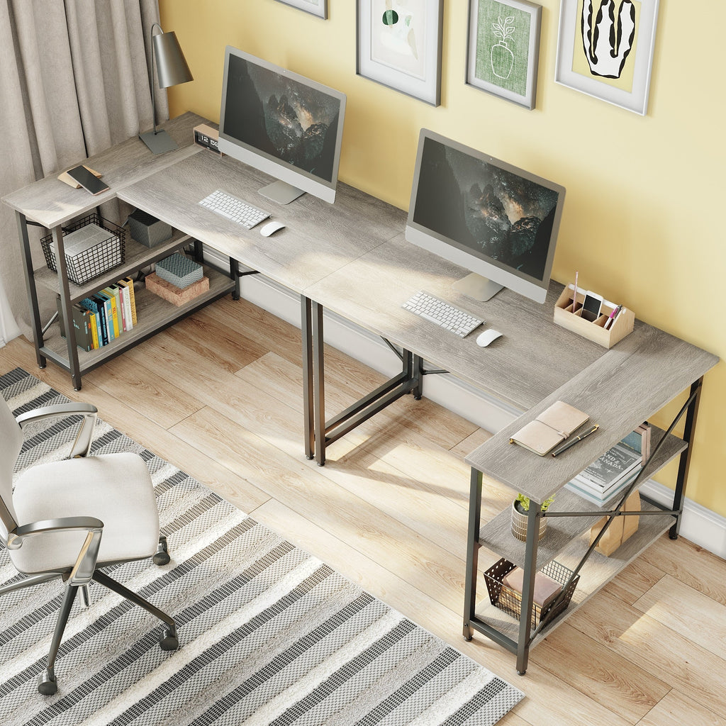 Petit bureau en L avec étagères de rangement Bureau d'ordinateur d'angle