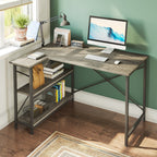 Petit bureau en L avec étagères de rangement Bureau d'ordinateur d'angle