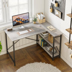 Petit bureau en L avec étagères de rangement Bureau d'ordinateur d'angle