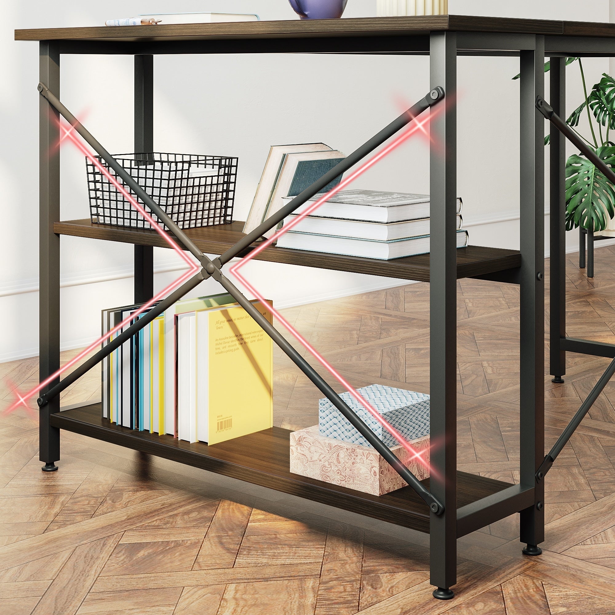 Petit bureau en L avec étagères de rangement Bureau d'ordinateur d'angle