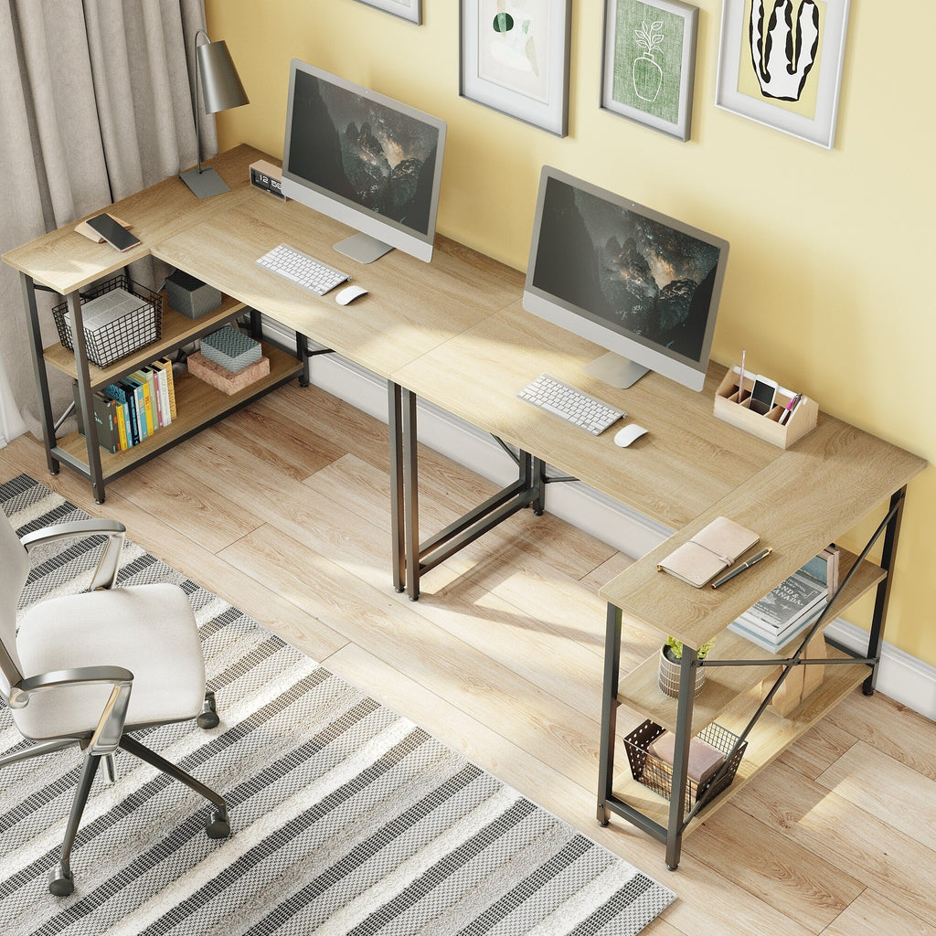 Petit bureau en L avec étagères de rangement Bureau d'ordinateur d'angle