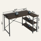 Petit bureau en L avec étagères de rangement Bureau d'ordinateur d'angle