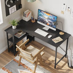 Petit bureau en L avec étagères de rangement Bureau d'ordinateur d'angle