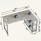 Petit bureau en L avec étagères de rangement Bureau d'ordinateur d'angle