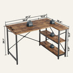 Petit bureau en L avec étagères de rangement Bureau d'ordinateur d'angle
