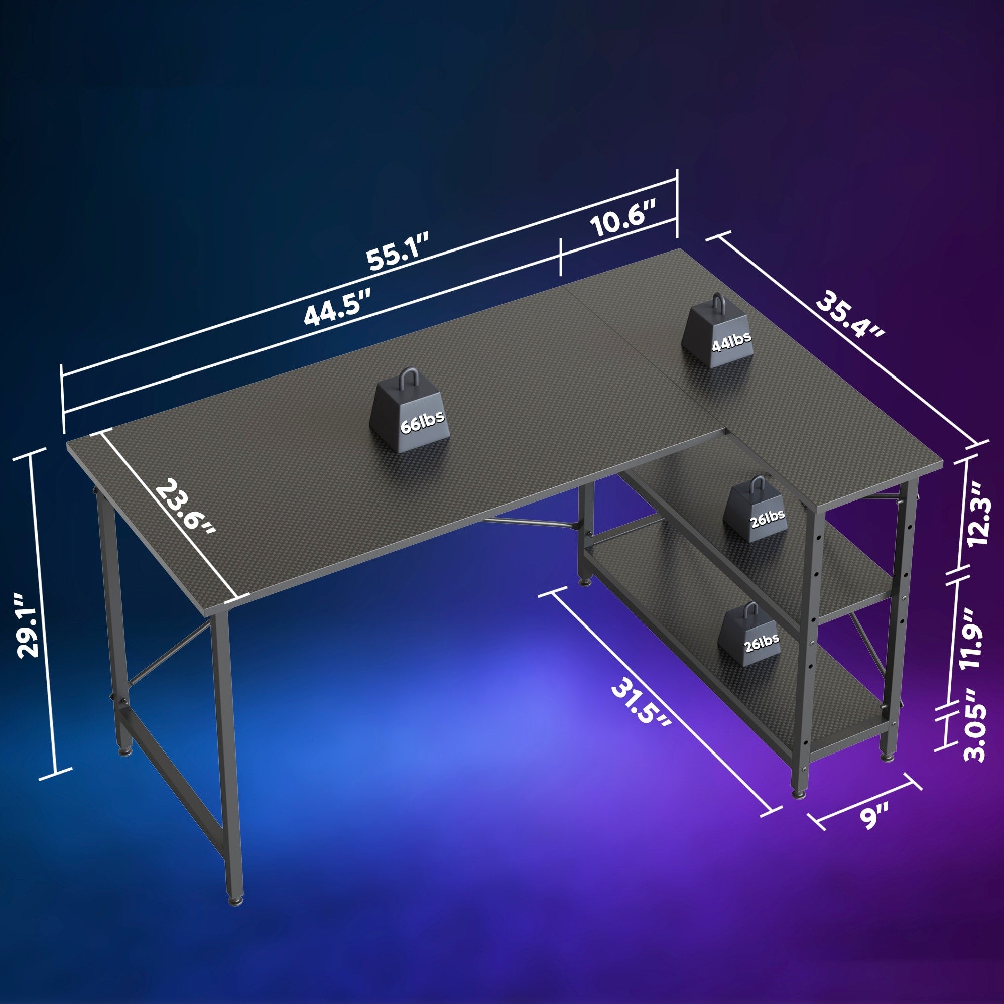 Petit bureau en L avec étagères de rangement Bureau d'ordinateur d'angle