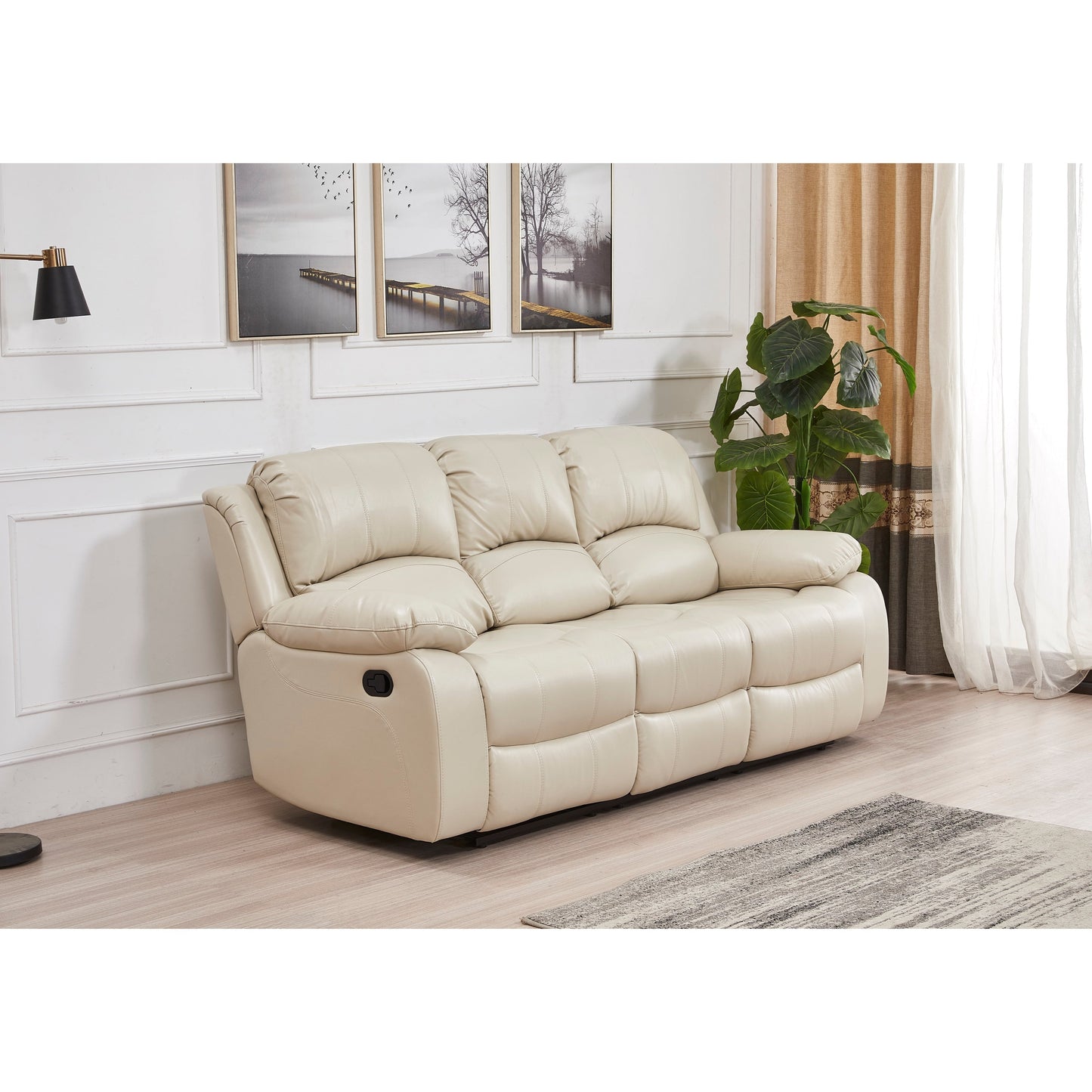 Canapé 3 places inclinable manuel en cuir reconstitué Betsy Furniture 8018