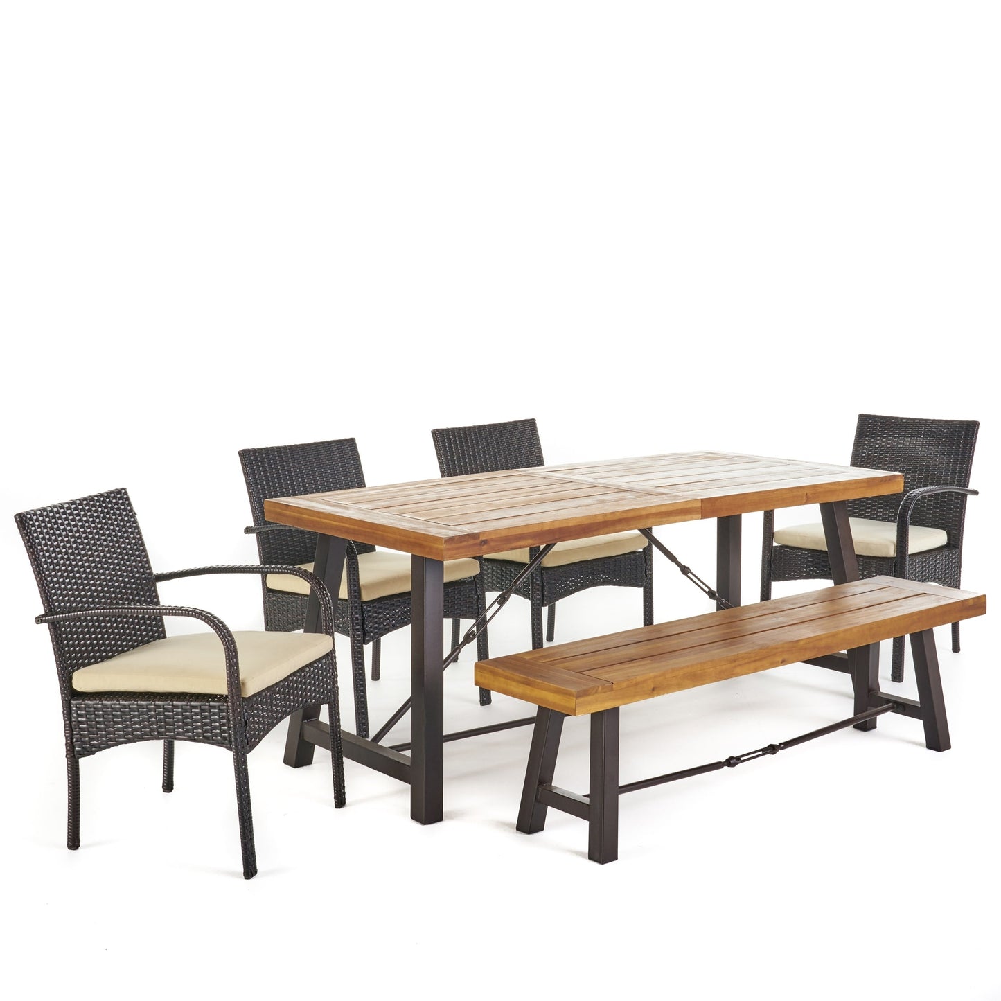Ensemble de salle à manger d'extérieur Betsys en bois 6 pièces par Christopher Knight Home