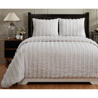 Parure de lit Angelique Better Trends 100 % coton touffeté doux en peluche chenille élégantes rayures lavable en machine et sèche-linge