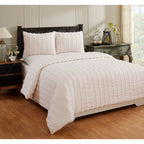 Parure de lit Angelique Better Trends 100 % coton touffeté doux en peluche chenille élégantes rayures lavable en machine et sèche-linge