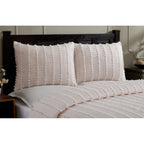 Parure de lit Angelique Better Trends 100 % coton touffeté doux en peluche chenille élégantes rayures lavable en machine et sèche-linge