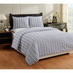 Parure de lit Angelique Better Trends 100 % coton touffeté doux en peluche chenille élégantes rayures lavable en machine et sèche-linge