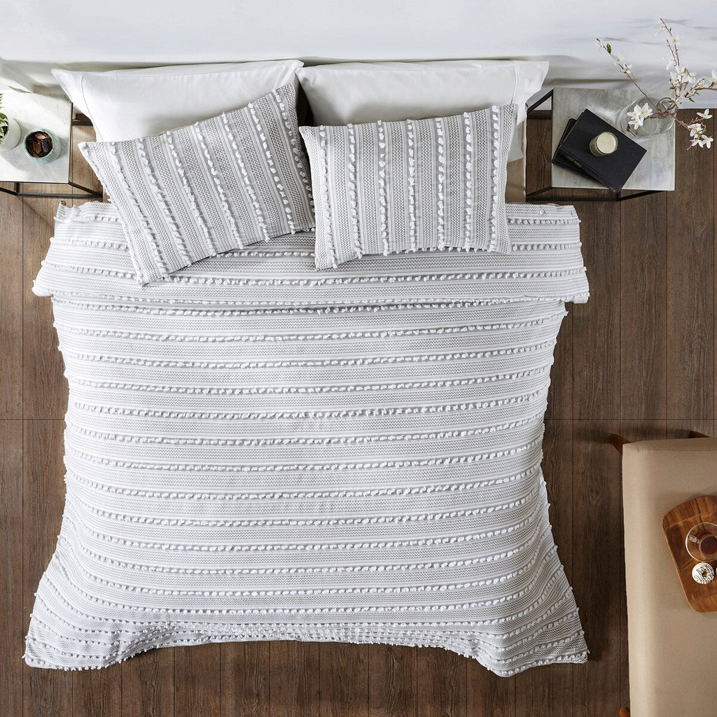 Parure de lit Angelique Better Trends 100 % coton touffeté doux en peluche chenille élégantes rayures lavable en machine et sèche-linge
