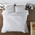 Parure de lit Angelique Better Trends 100 % coton touffeté doux en peluche chenille élégantes rayures lavable en machine et sèche-linge