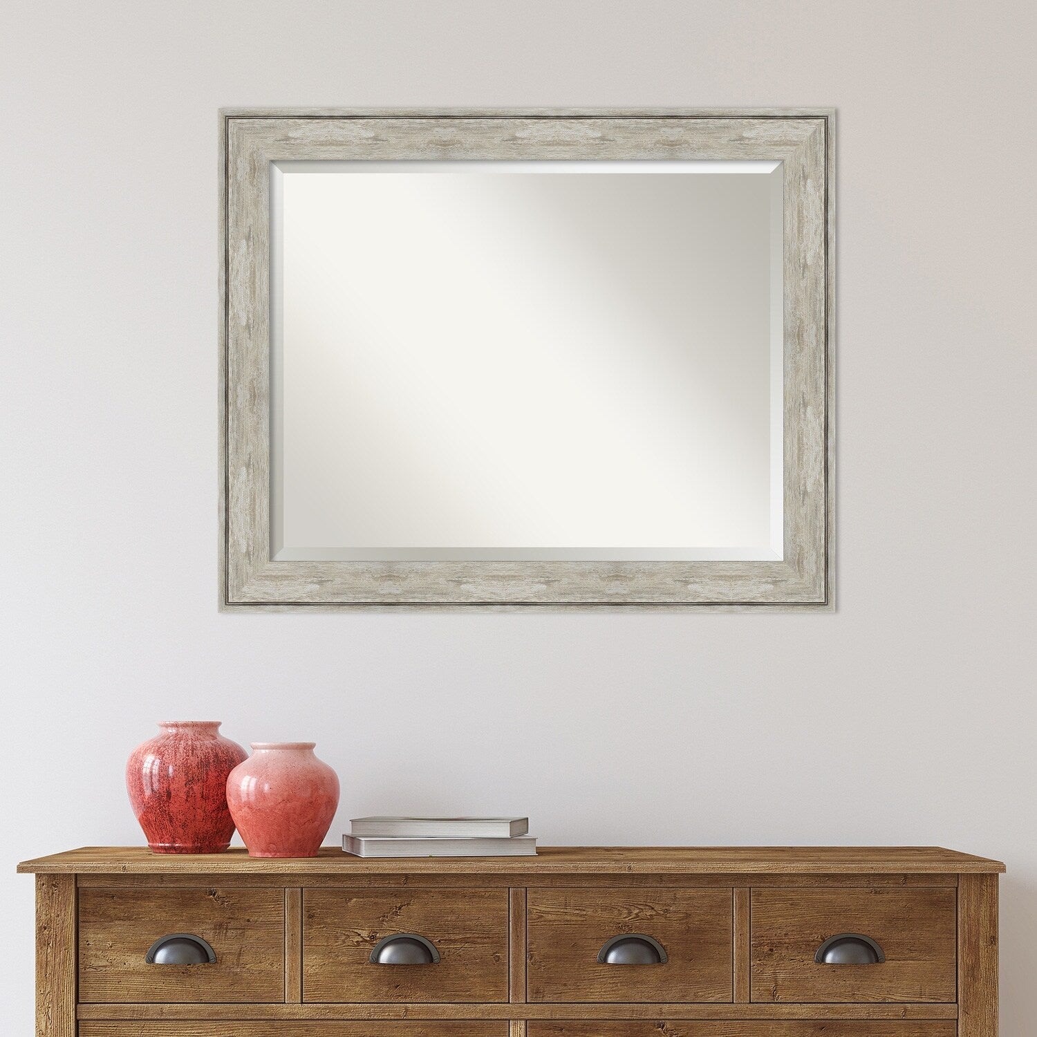 Miroir mural biseauté pour salle de bain - Cadre métallique craquelé