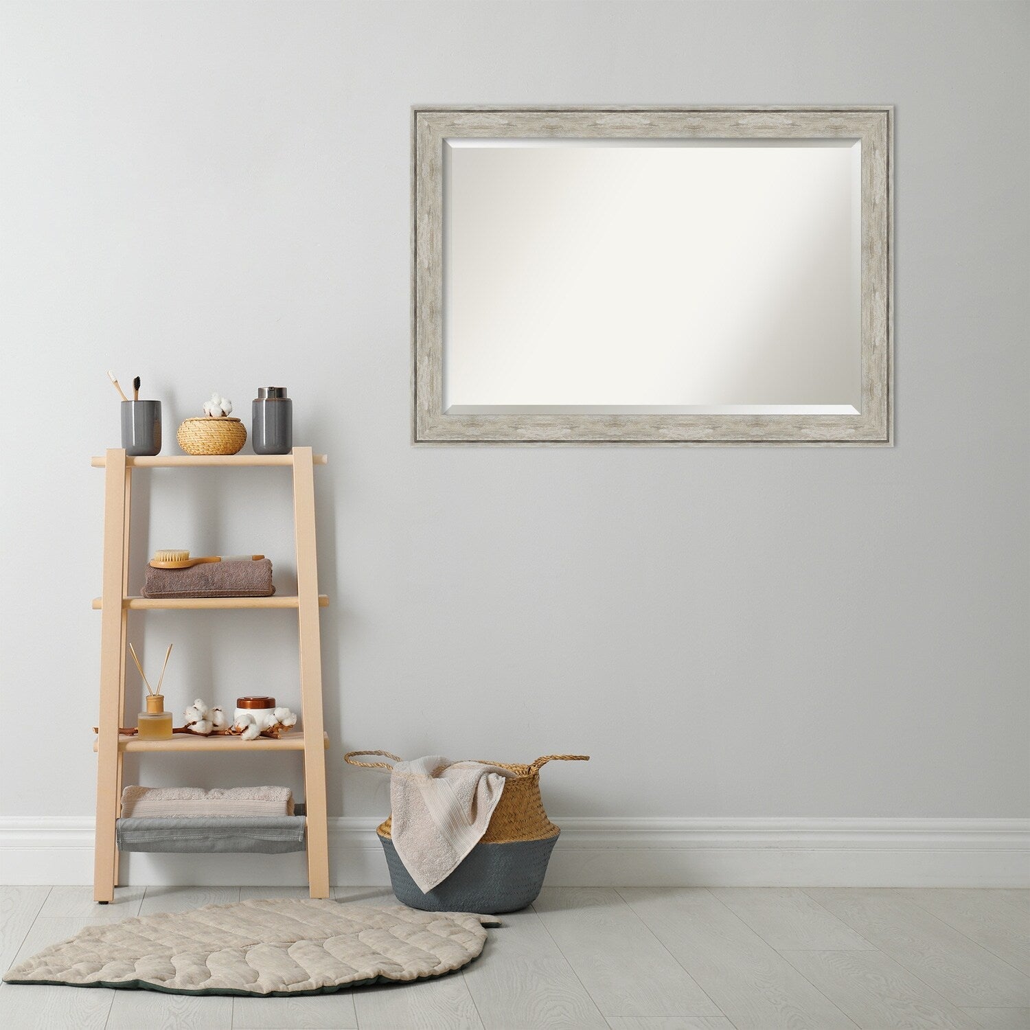 Miroir mural biseauté pour salle de bain - Cadre métallique craquelé