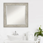 Miroir mural biseauté pour salle de bain - Cadre métallique craquelé