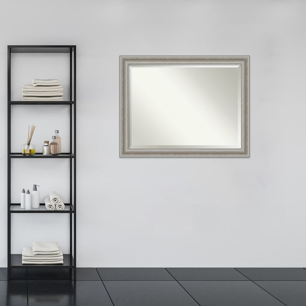 Miroir mural biseauté pour salle de bain - Cadre argenté Parlor