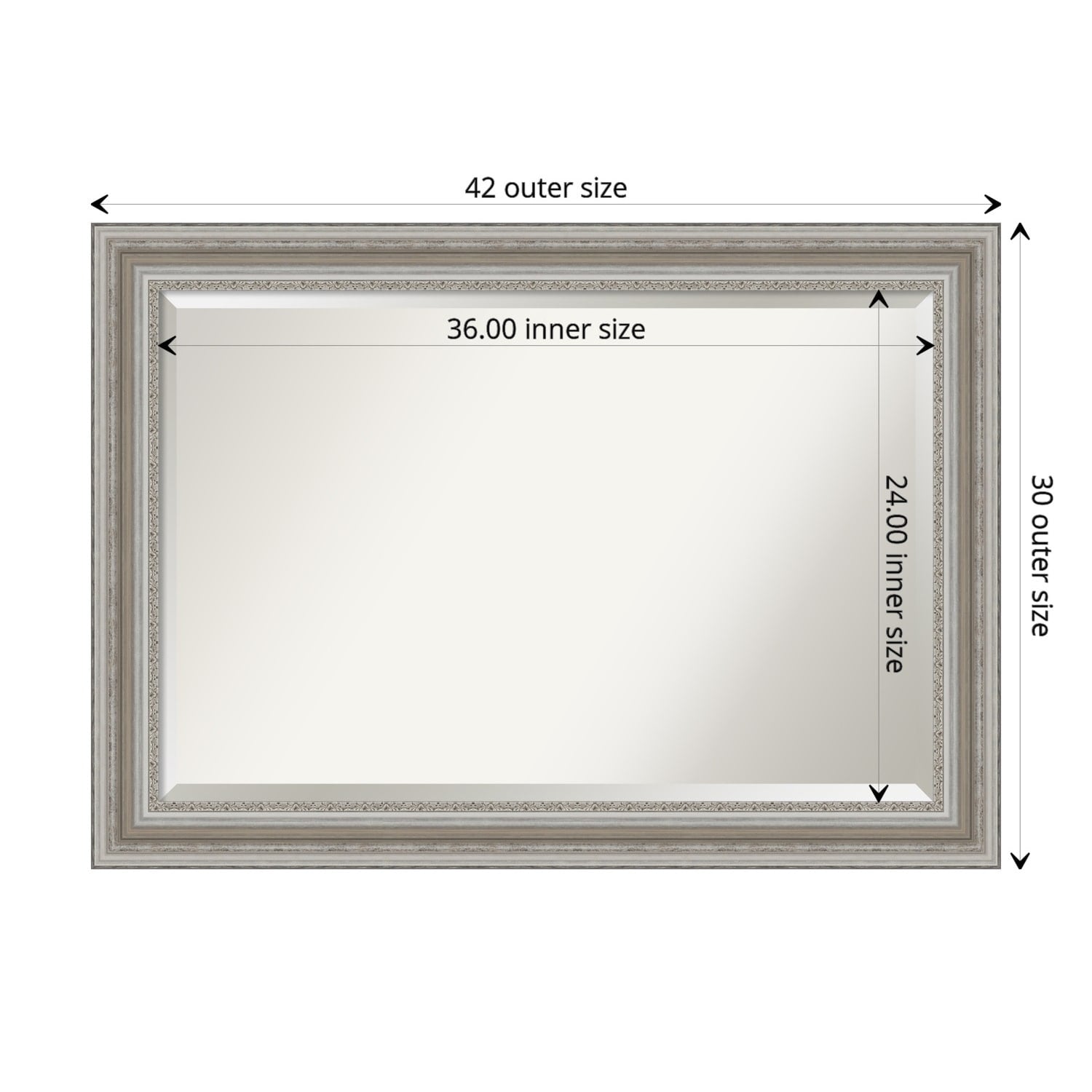 Miroir mural biseauté pour salle de bain - Cadre argenté Parlor