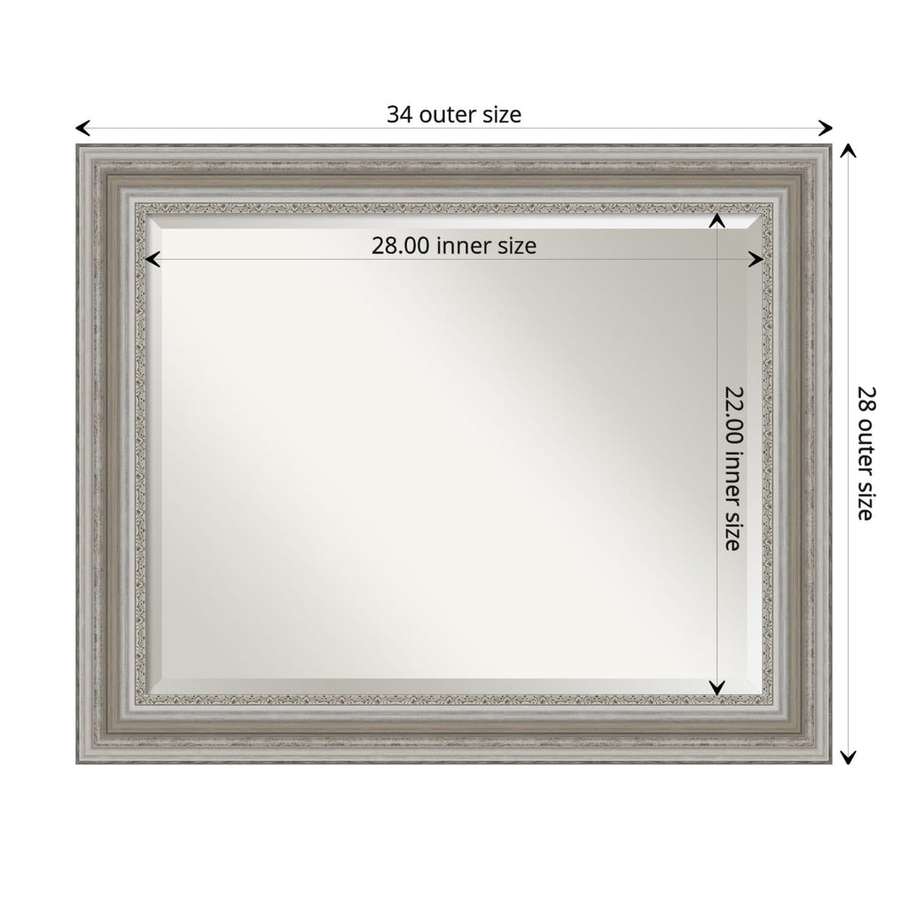 Miroir mural biseauté pour salle de bain - Cadre argenté Parlor