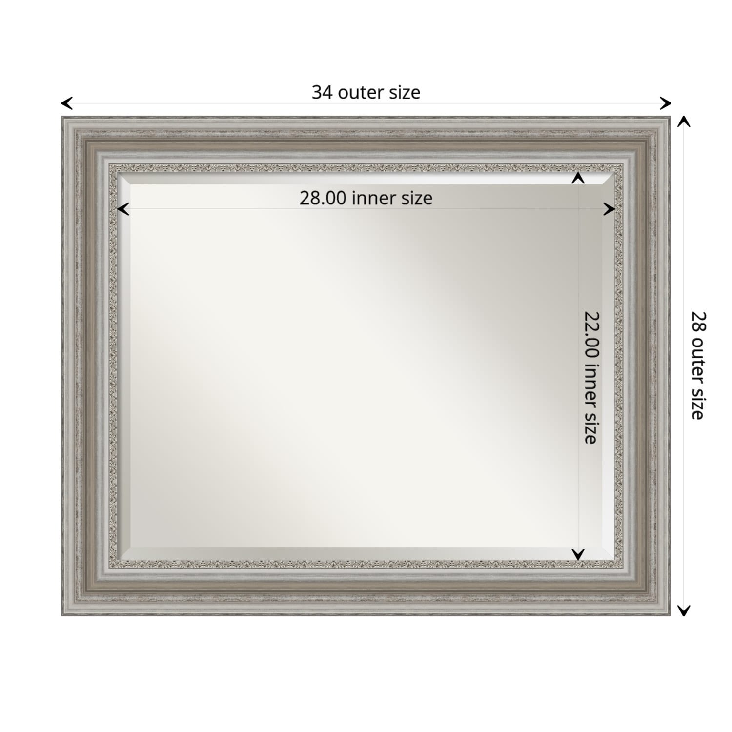Miroir mural biseauté pour salle de bain - Cadre argenté Parlor