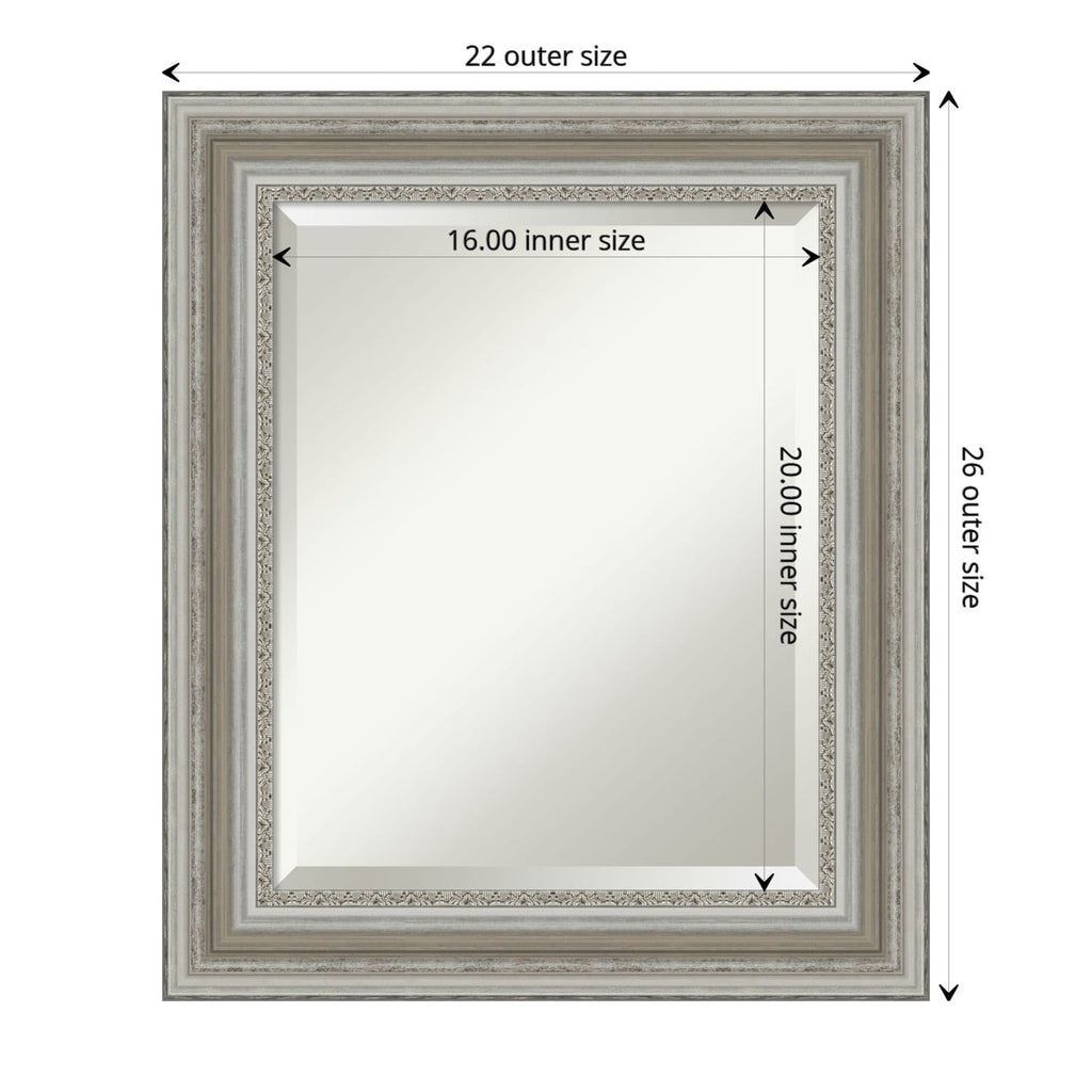 Miroir mural biseauté pour salle de bain - Cadre argenté Parlor