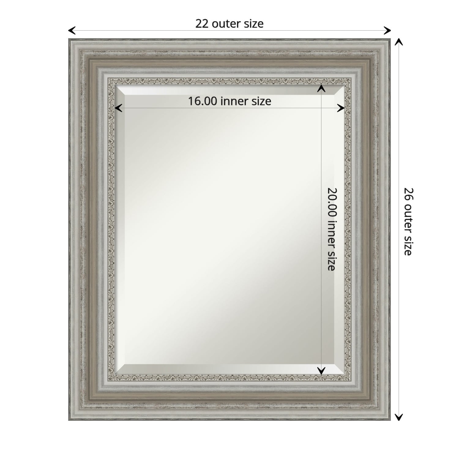 Miroir mural biseauté pour salle de bain - Cadre argenté Parlor