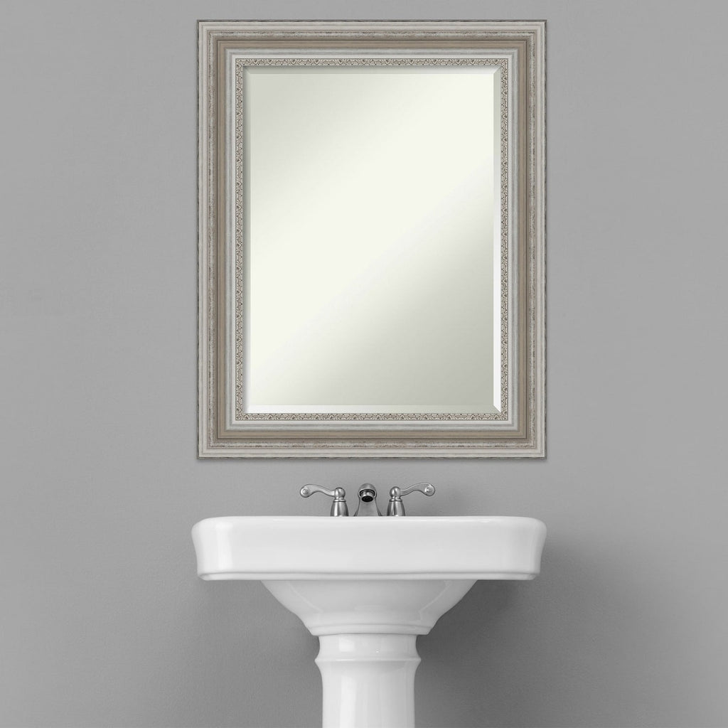 Miroir mural biseauté pour salle de bain - Cadre argenté Parlor
