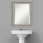 Miroir mural biseauté pour salle de bain - Cadre argenté Parlor
