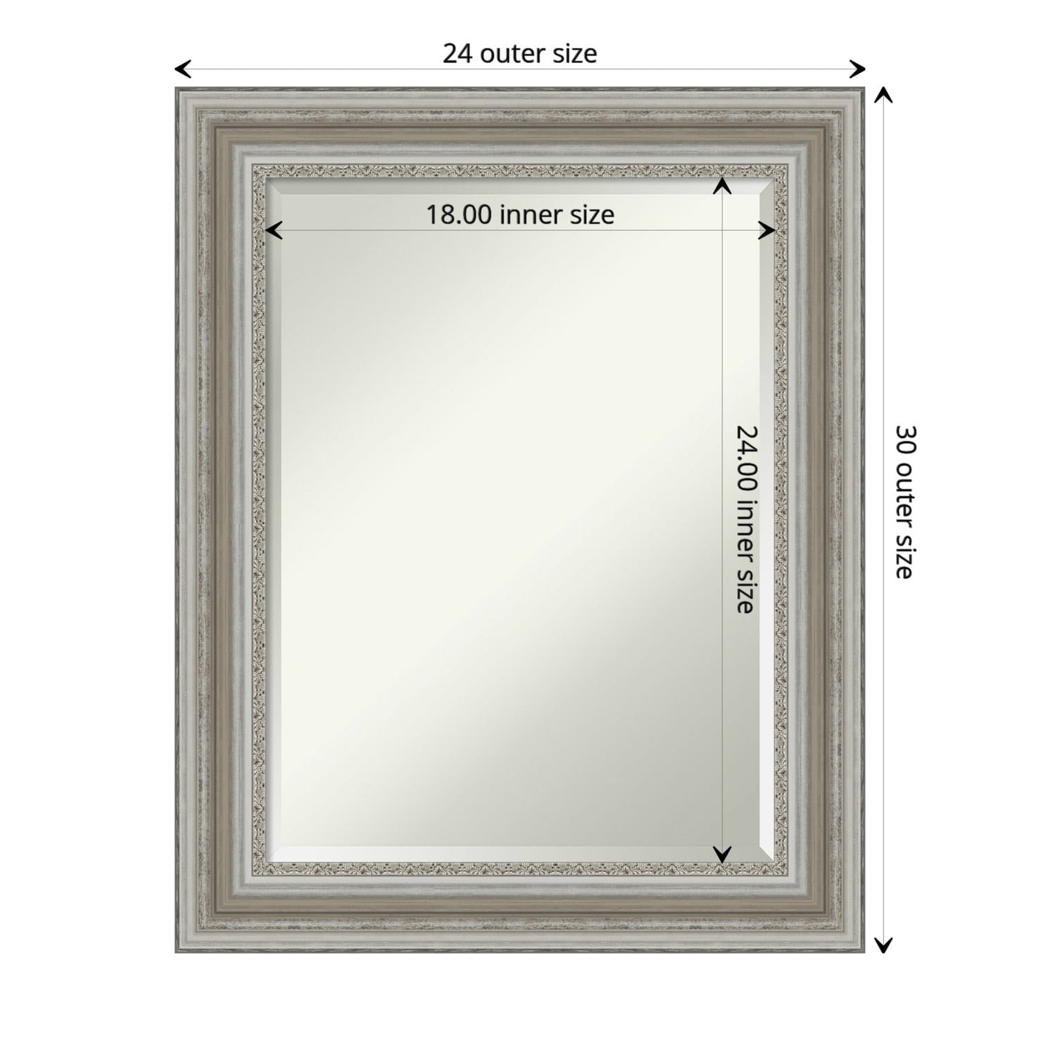 Miroir mural biseauté pour salle de bain - Cadre argenté Parlor