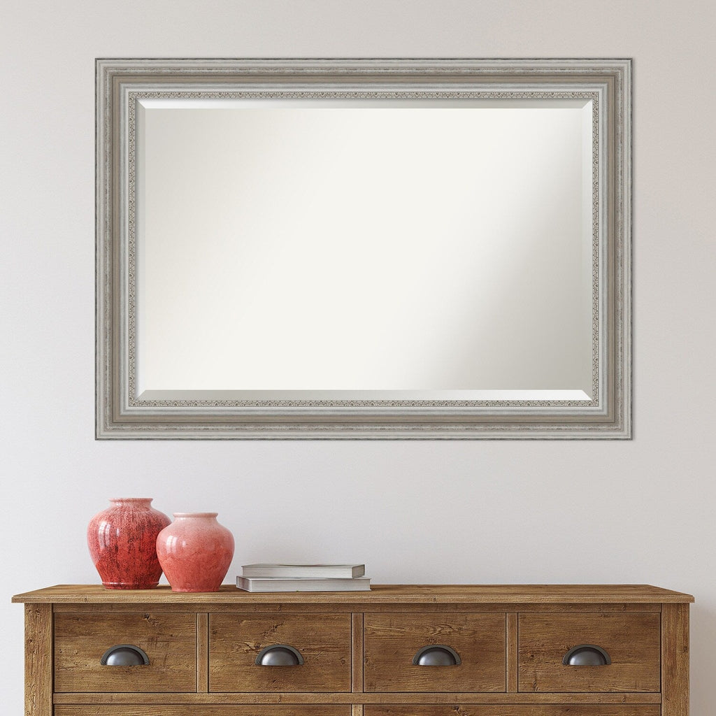 Miroir mural biseauté pour salle de bain - Cadre argenté Parlor
