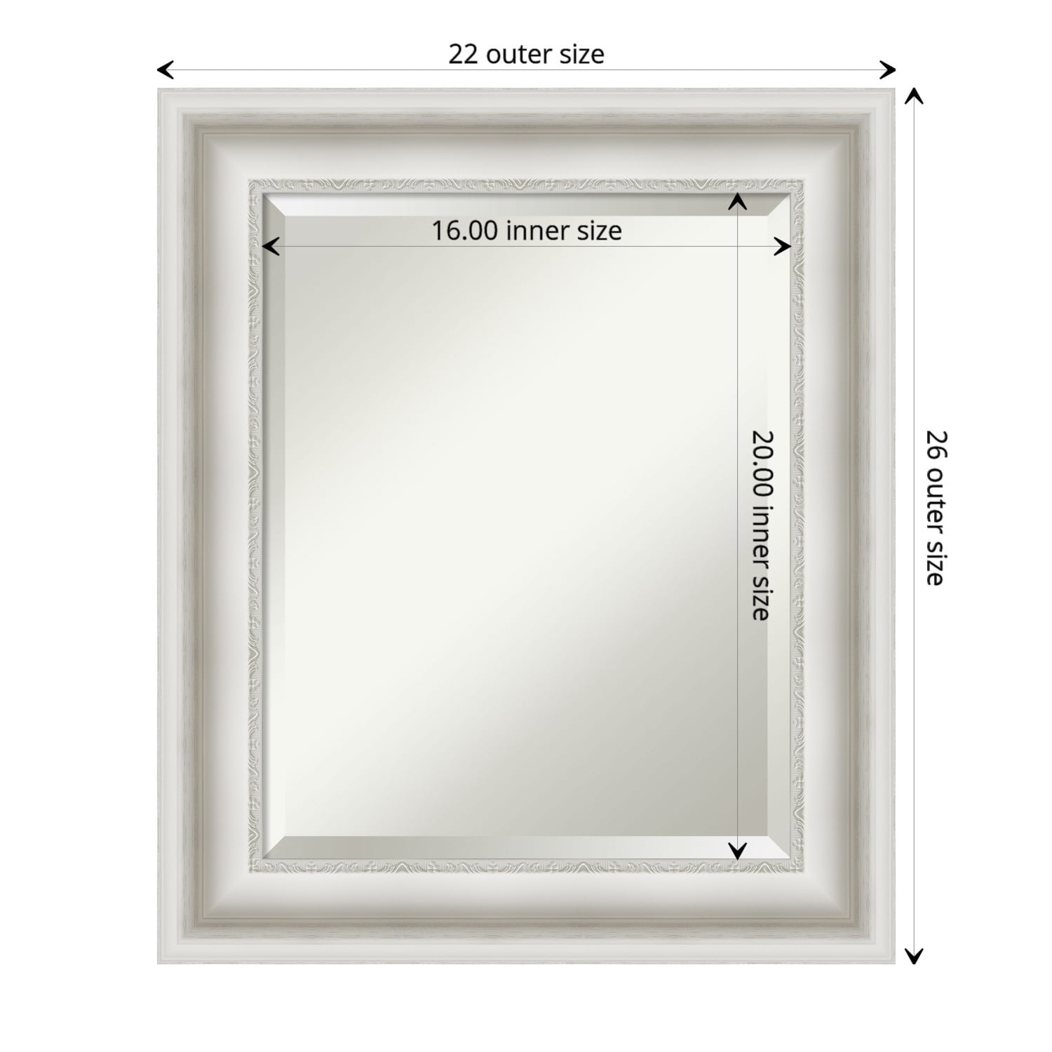 Miroir mural biseauté pour salle de bain - Cadre blanc Parlor