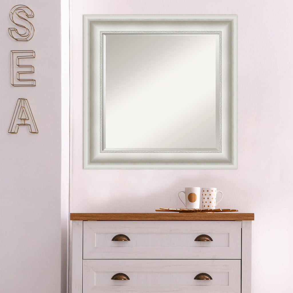 Miroir mural biseauté pour salle de bain - Cadre blanc Parlor