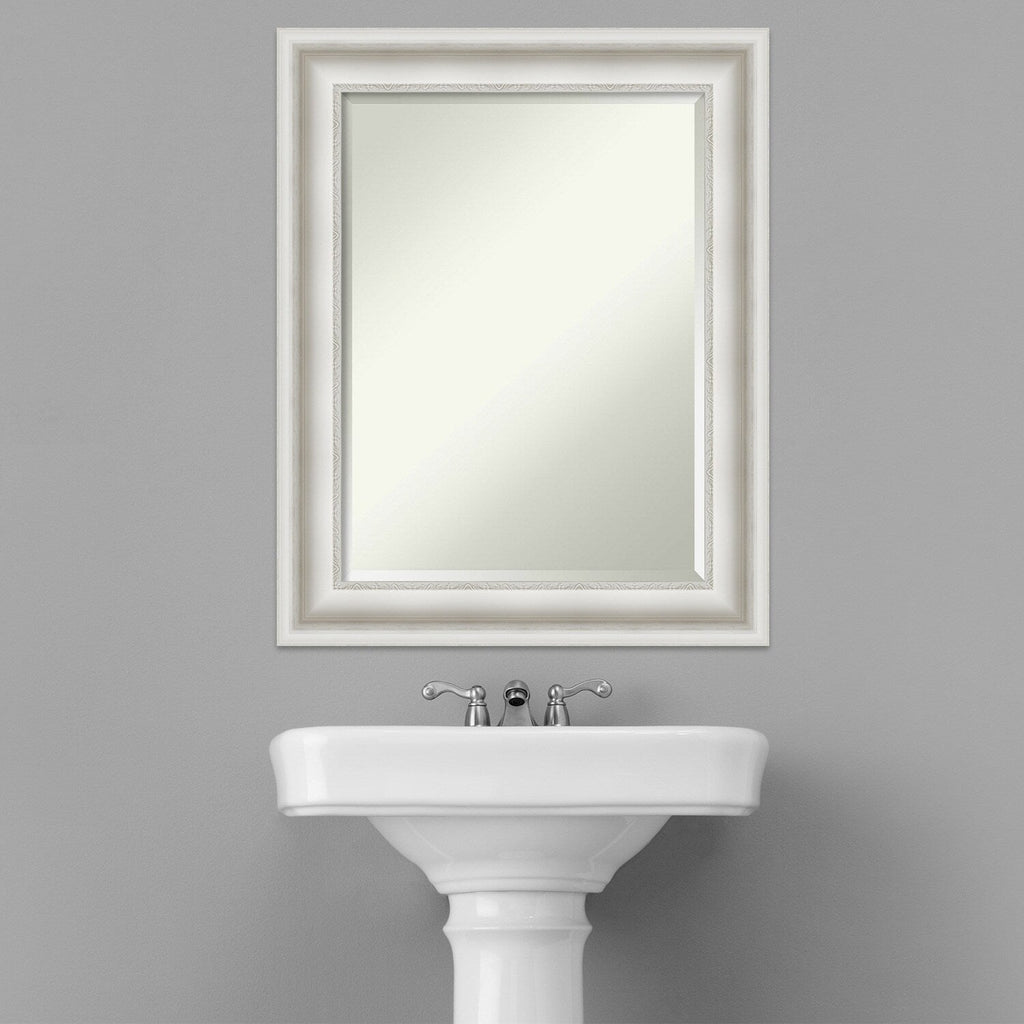 Miroir mural biseauté pour salle de bain - Cadre blanc Parlor