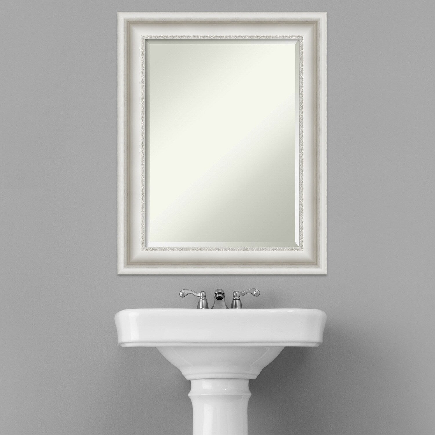 Miroir mural biseauté pour salle de bain - Cadre blanc Parlor