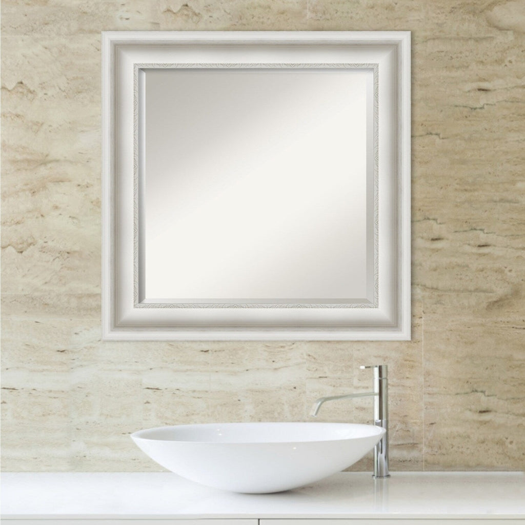 Miroir mural biseauté pour salle de bain - Cadre blanc Parlor