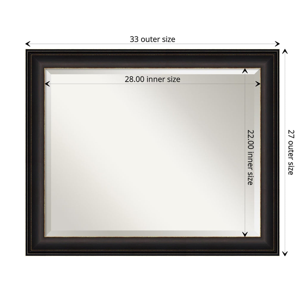 Miroir mural biseauté pour salle de bain - Cadre en bronze huilé Trio - Bronze huilé Trio