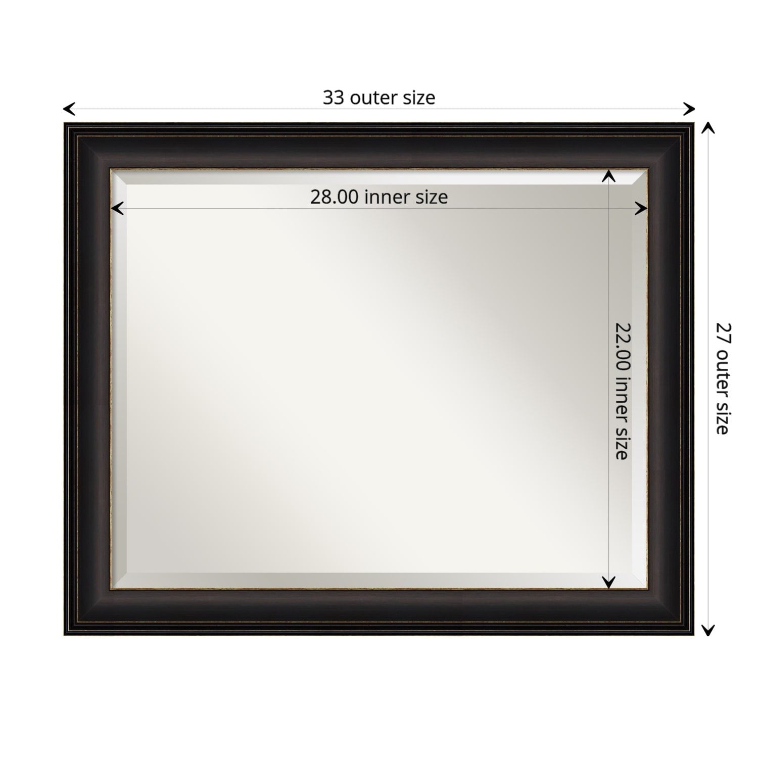 Miroir mural biseauté pour salle de bain - Cadre en bronze huilé Trio - Bronze huilé Trio