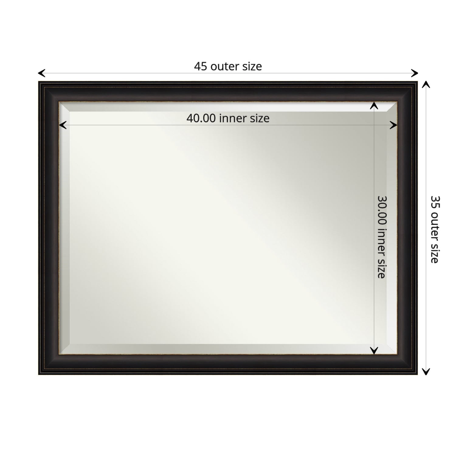 Miroir mural biseauté pour salle de bain - Cadre en bronze huilé Trio - Bronze huilé Trio