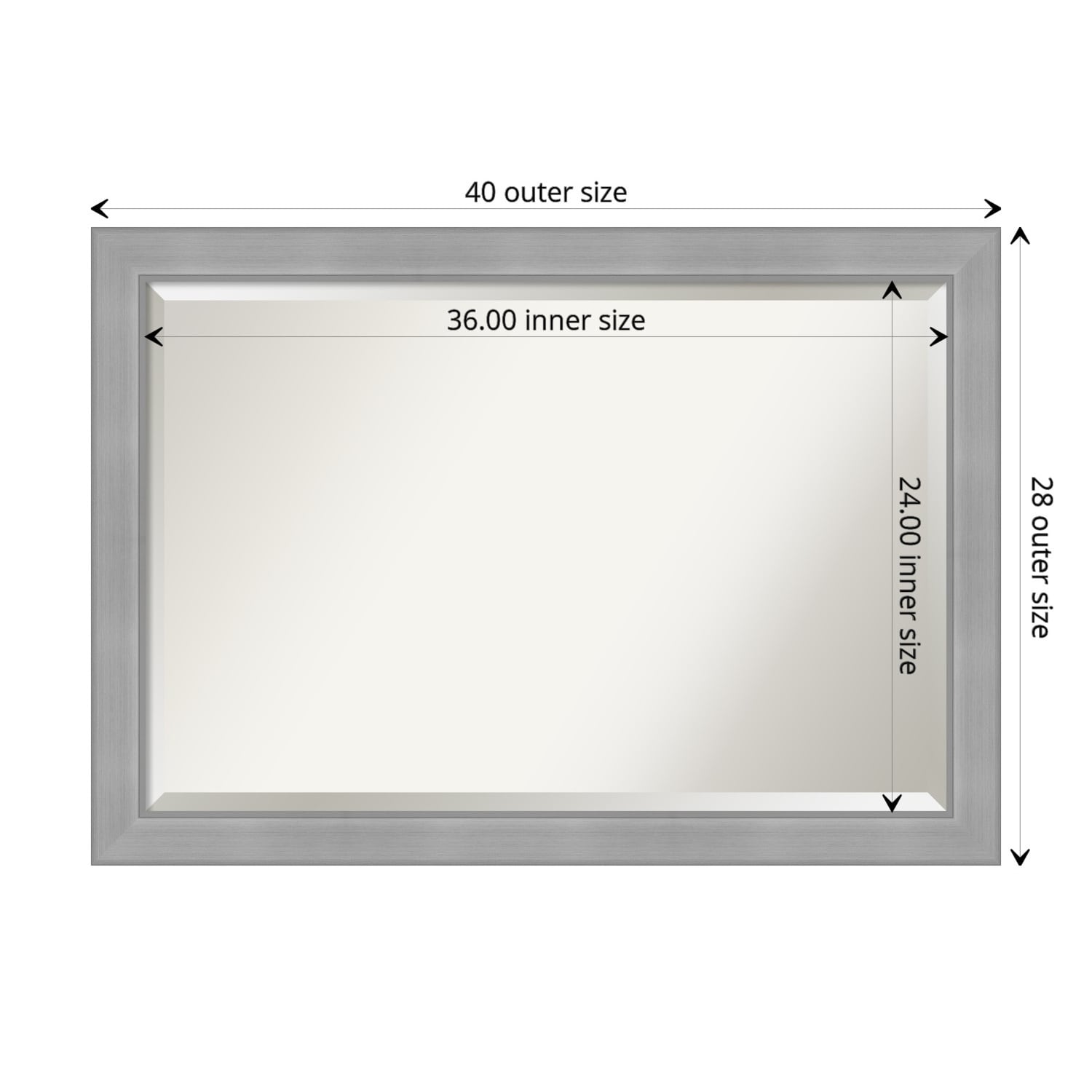Miroir mural biseauté pour salle de bain - Cadre en nickel brossé Vista