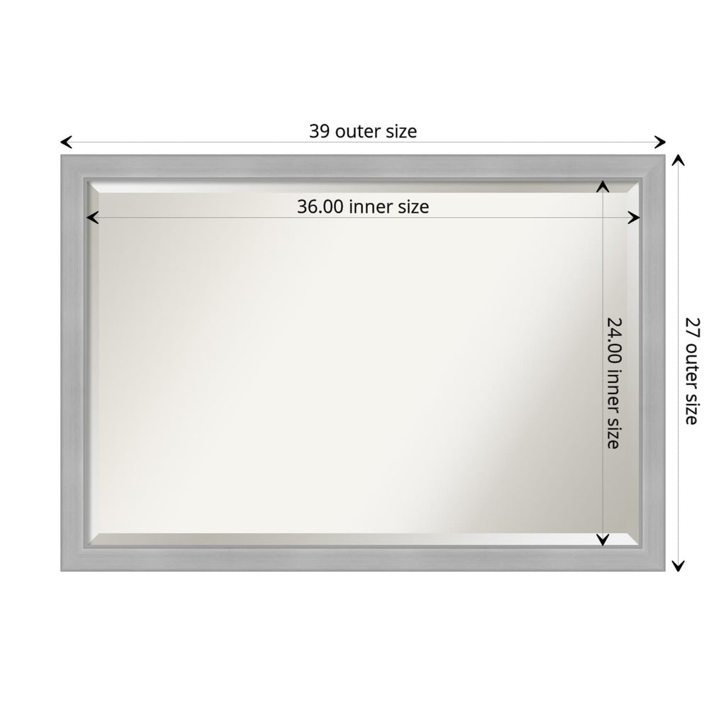 Miroir mural biseauté pour salle de bain - Cadre en nickel brossé Vista